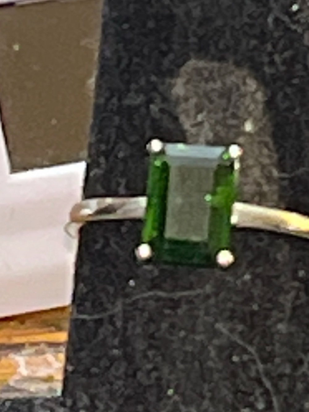 Sterling silver ring set with natural chrome diopside